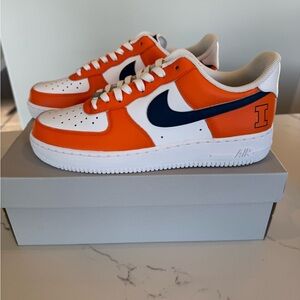 Nike Air Force 1 Orange and Navy Sneakers